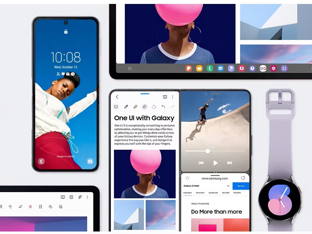 Samsung Galaxy ecosystem and One UI product imagery